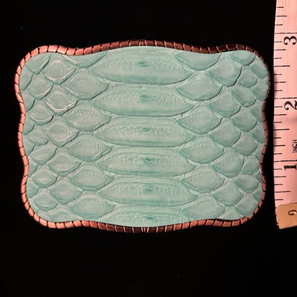 NWOT WALLET BUCKLE Mint Python Belt Buckle Turquoise Skin Hidden New Cards Cash - Picture 4 of 4